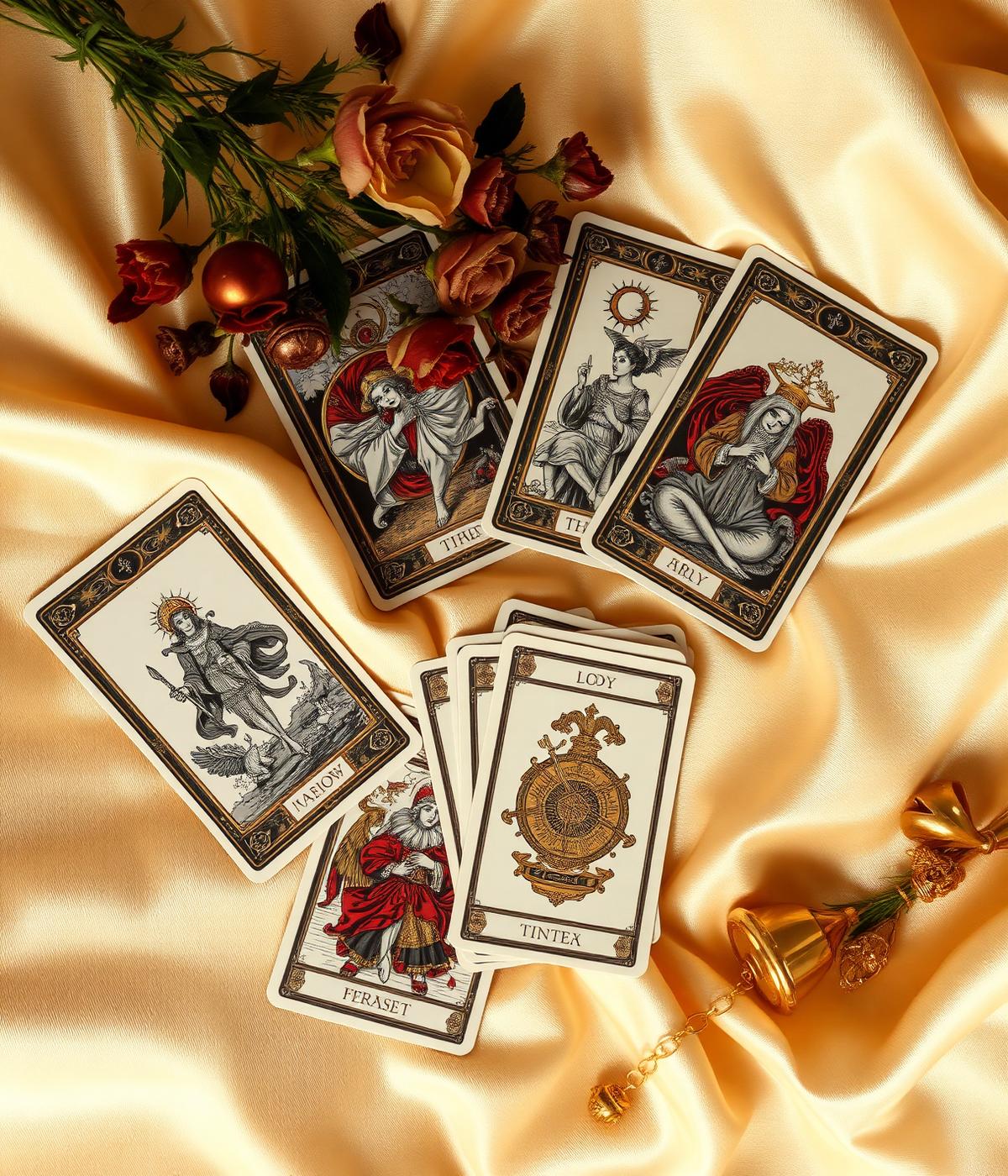 Tarot cards on silk